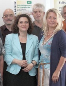 Foto: Dr. Carola Reimann (MdB), Claudia Sünder (Stadträtin Ellwangen), Karl-Eugen Siegel (SHV - FORUM GEHIRN),  Klaus Köder (KIGS) (von links)